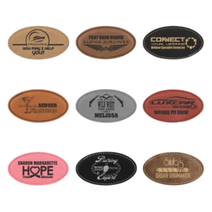 3.25" x 1.75" Leatherette Oval Name Badge with Magnet