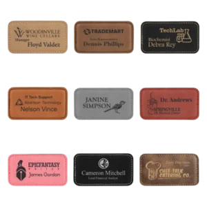 3.25" x 1.75" Leatherette Name Badge with Magnet
