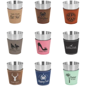 2 oz. Leatherette & Stainless Steel Shot Glass