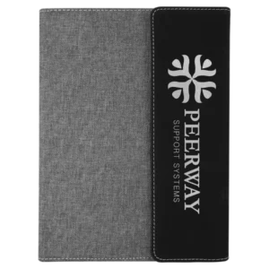 7" x 9" Leatherette and Gray Canvas Portfolio with Notepad