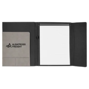 9.5" x 12" Leatherette and Black Canvas Portfolio with Notepad
