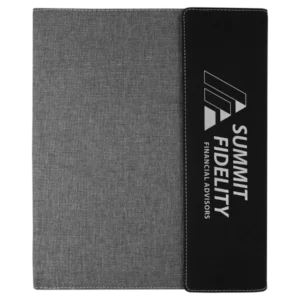 9.5" x 12" Leatherette and Gray Canvas Portfolio with Notepad