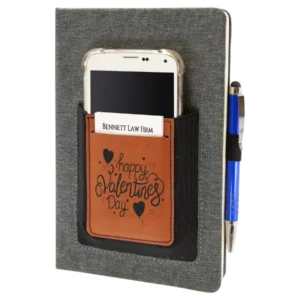 5.25" x 8.25" Leatherette Journal with Cell/Card Slot
