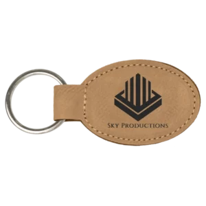 3" x 1.75" Leatherette Oval Keychain