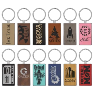 2.75" x 1.25" Leatherette/Metal Rectangle Keychain