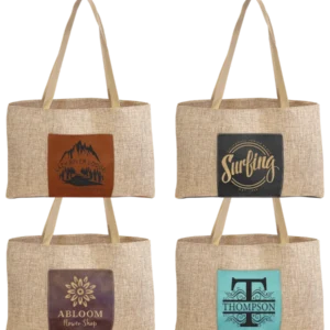 19" x 12" Burlap Bag with 5" Leatherette Gusset