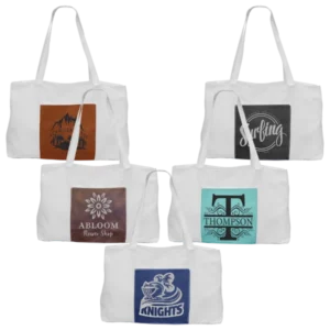 19" x 12" White Bag with 5" Leatherette Gusset