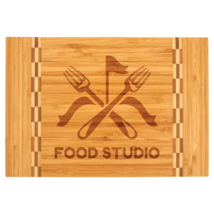 Bamboo Cutting Board with Butcher Block Inlay