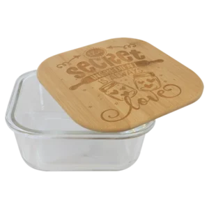 Square Glass Container with Bamboo Lid