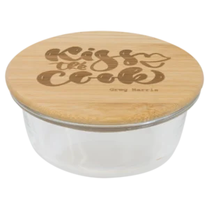 Round Glass Container with Bamboo Lid
