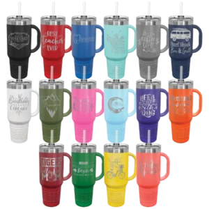 40 oz. Insulated Travel Mug with Handle, Straw Included
