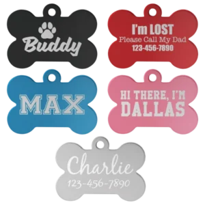 1.5" x 1" Anodized Aluminum Bone Pet Tag