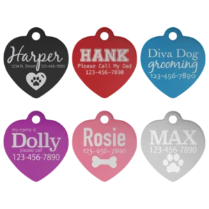1" x 1" Anodized Aluminum Heart Pet Tag