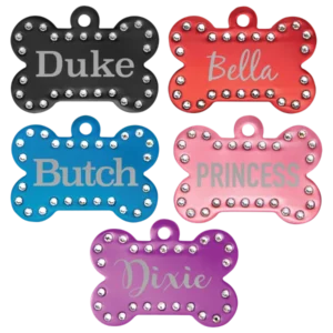1.5" x 1" Anodized Aluminum Swarovski Bling Bone with Tab